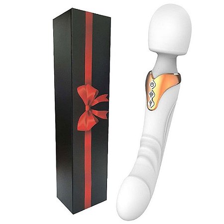 LONG - 2 em 1 massageador varinha mágica e vibrador de ponto G recarregável - cor branca