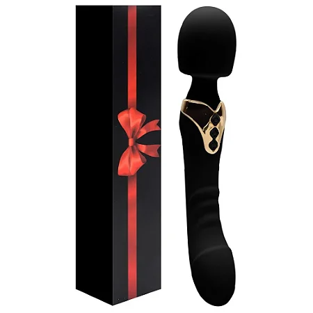 LONG - 2 em 1 massageador varinha mágica e vibrador de ponto G recarregável - cor preta