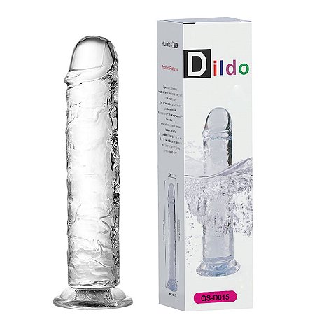 TRANSPICUOUS DILDO – Pênis Realístico transparente com Ventosa, Possui Glande e Veias Salientes - 30x6cm