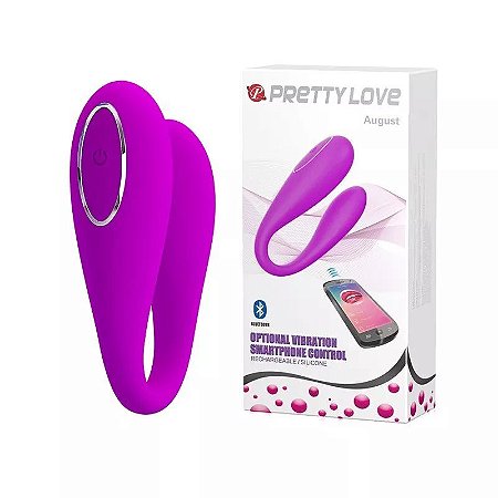 PRETTY LOVE AUGUST - Vibrador Casal Duplo Silicone 12 Funções App Celular