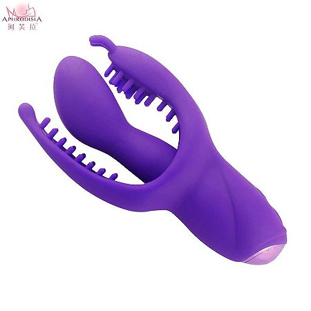 Vibrador Abertura do Prazer estimulador triplo em silicone aveludado - cor lilás