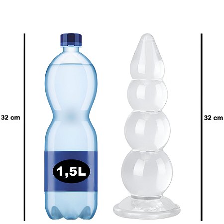 PLUG ANAL SILICONE TRANSPARENTE ESCALONADO COM VENTOSA - 32CM