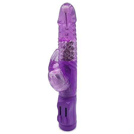 Vibrador Rotativo Jack Rabbit - VIBRADOR ROTATIVO COM ESTIMULADOR DE CLÍTORIS E MULTIVELOCIDADE DE VIBRAÇÃO E ROTAÇÃO - 22 X 2,6 CM