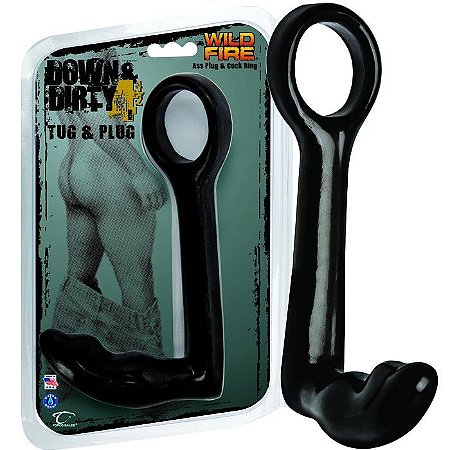 Topco Sales Down & Dirty 4.5 Tug & Plug - Anel Peniano com Penetrador Anal em formato de gancho