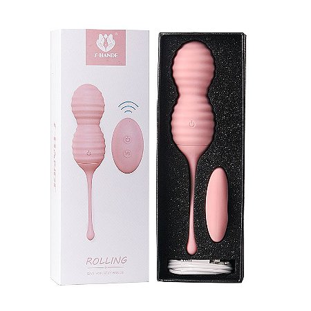 S-HANDE ROLLING - Bolas de Pompoarismo com Vibro Recarregável Com Controle Remoto Cor: Rosa