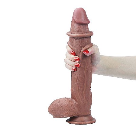 VSCN VELTY MOVER 12.0'' - Pênis Realístico dupla camada beliscável -  30,50 x 5,8cm - cor chocolate