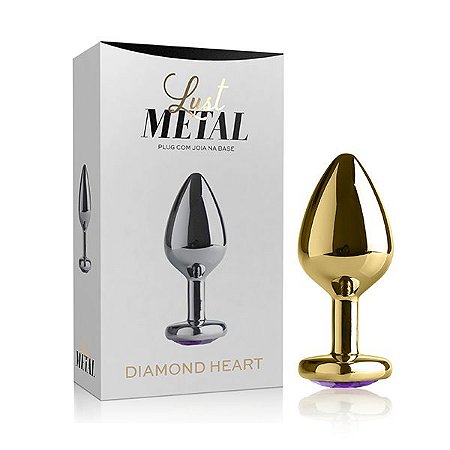 LUST METAL DIAMOND HEART - PLUG ANAL DOURADO COM JOIA NA BASE