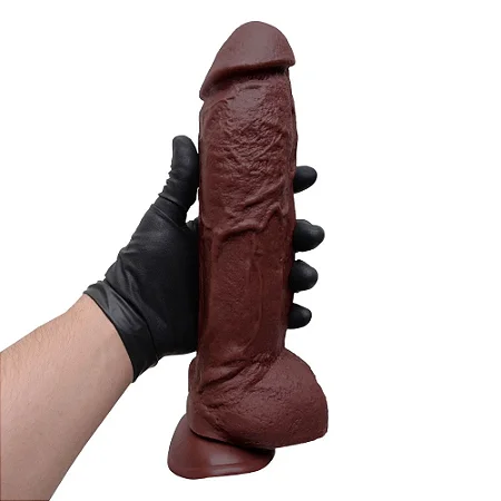 HUMILDE PÊNIS DE BORRACHA SILICONE COM VENTOSA 23,3 X 5,6CM - COR CHOCOLATE