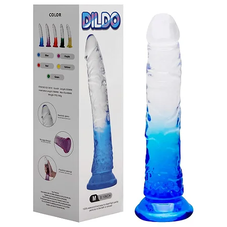 Pênis Realístico Silicone Transparente- 20 X 3,4Cm  - cor azul