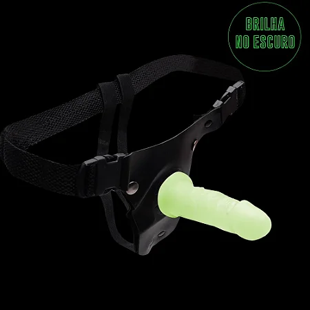 Cintaralho Vaga-lume - cinta com pênis de borracha que brilha no escuro - 15x3cm - cor bege