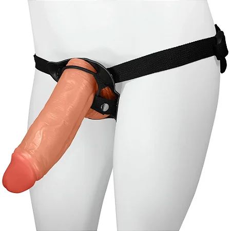Realistic big strapon Large - Cinta peniana ajustável realístico flexível com escroto - 21x6cm - cor bege
