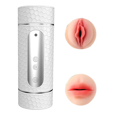 Masturbador Masculino Formato Boca e Vagina e 12 Modos de Vibração Recarregável