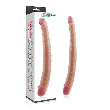 LOVETOY REALISTIC DOUBLE DILDO - PÊNIS DUPLO EM TPE COM GLANDE DEFINIDA NAS 2 EXTREMIDADES - 36 X 4 CM