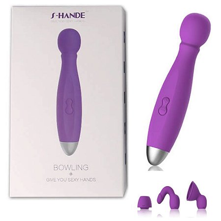 S-HANDE BOWLING - MASSAGEADOR RECARREGÁVEL COM 3 ESTIMULADORES E 7 MODOS DE VIBRAÇÃO - 18 X 3,5 CM