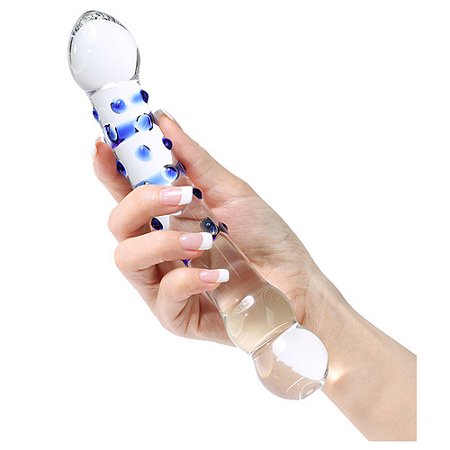 Plug anal em vidro com design escalonado e esferas salientes