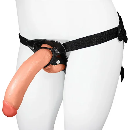 Realistic big strapon Ron Jeremy - Cinta peniana ajustável realístico flexível com escroto - 21x4,5cm - cor bege
