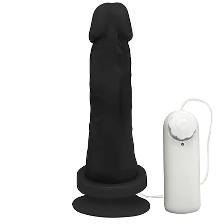 Realistic big dildo Miércoles - Pinto de borracha realístico com vibrador e ventosa - 15 x 4,5cm - cor preta