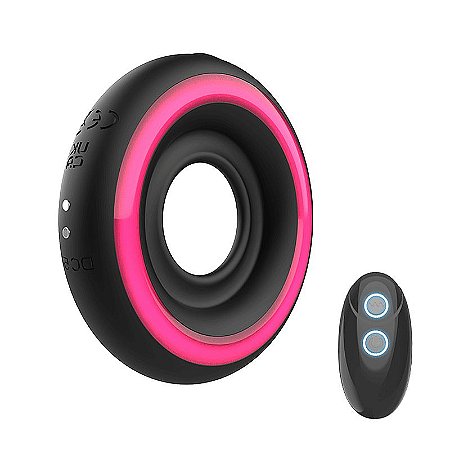 LED Light-up Vibrating Penis Ring - anel peniano recarregável com vibrador, luz led e controle remoto sem fio