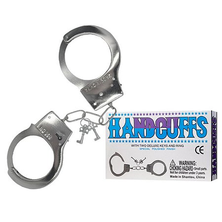 HANDCUFFS - Algemas em Metal com Chave e Trava de Segurança