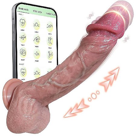 Thomas Pênis Thrusting Dildo App - Pênis realístico recarregável vai e vem com controle via aplicativo à distância - 22 x 3,8cm