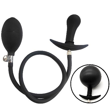 Plug anal em silicone inflável com botão de descompressão rápida - 8x3cm