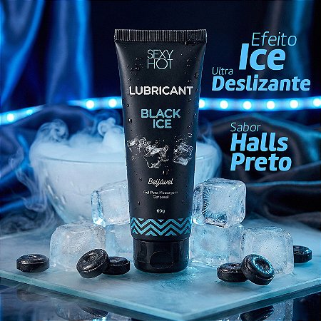 Lubricant Black Ice Beijável - Gel Lubrificante Sabor Halls Preto Com Efeito Frio - 60gr
