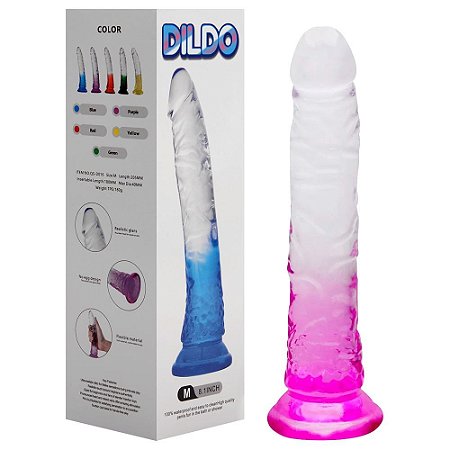 Pênis realístico transparente com ventosa - 20x3,4cm - lilás