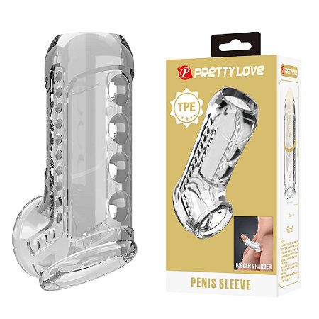 Pretty Love Penis Sleeve - capa peniana vazada com anel para escroto