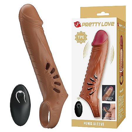 Pretty Love Penis Sleeve - capa peniana vibratório recarregável com anel com controle remoto - 24x5cm