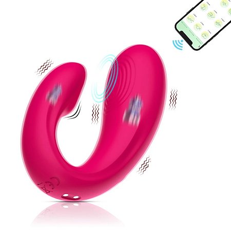 Hot Couple - vibrador de casal recarregável em formato de "U" controlado por aplicativo