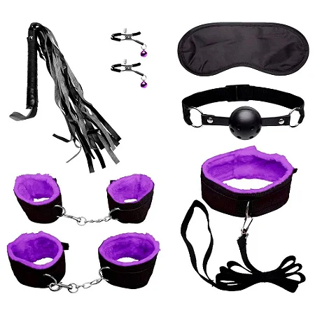 Kit Sado Bondage 7 itens - cor roxo
