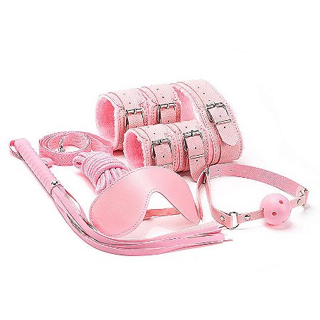 Kit Sado Bondage 8 itens - cor rosa