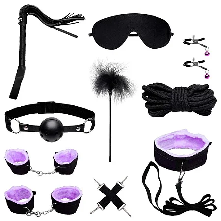 Kit Sado Bondage 8 itens - cor black wolf roxo
