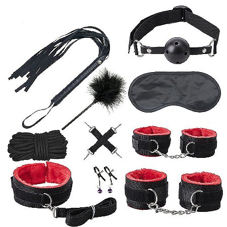 Kit Sado Bondage 8 itens - cor black wolf vermelho