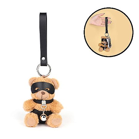 Chaveiro de ursinho de pelúcia sado com sino