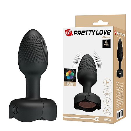 Pretty Love Olman - plug anal com vibração recarregável com luz led  - 8,8x3cm