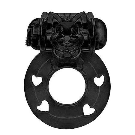 Anel peniano com vibrador - cor preta