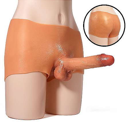 Cinta com pênis realístico em silicone líquido integrada - 18,5x3,8cm