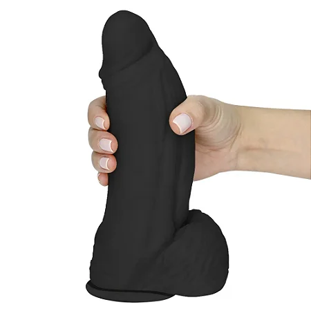 Realistic big dildo Large - Pinto de borracha realístico com escroto e ventosa - 21x6,5cm - cor preta