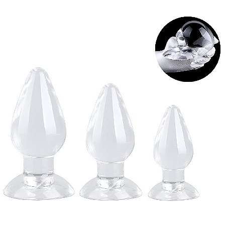 KIT de 3 plug anal em silicone transparente
