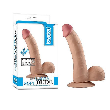 LOVETOY ULTRA SOFT DUDE 8.8" - PRÓTESE REALÍSTICA COM GLANDE DEFINIDA, VEIAS SUAVES, ESCROTO E VENTOSA - 21,5 X 4 CM