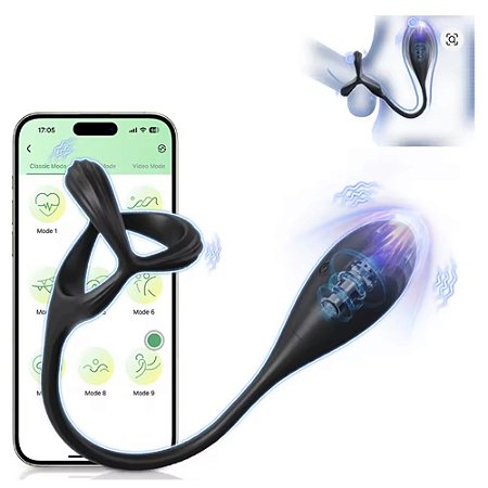 Erectus Master - Anel Peniano com estimulador de próstata com controle por APP longa distância via internet