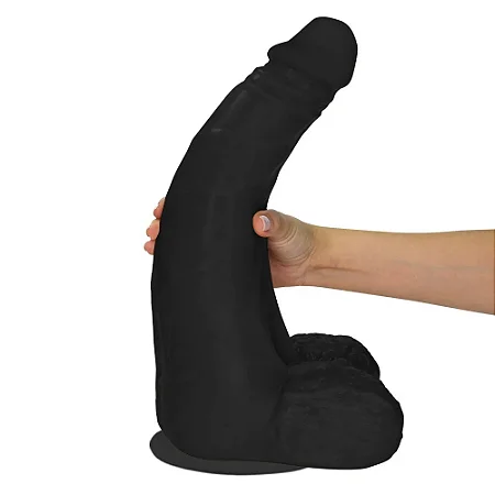 Realistic big dildo Profundo - Pinto de borracha realístico flexível com escroto e ventosa - 36x10cm - cor preta