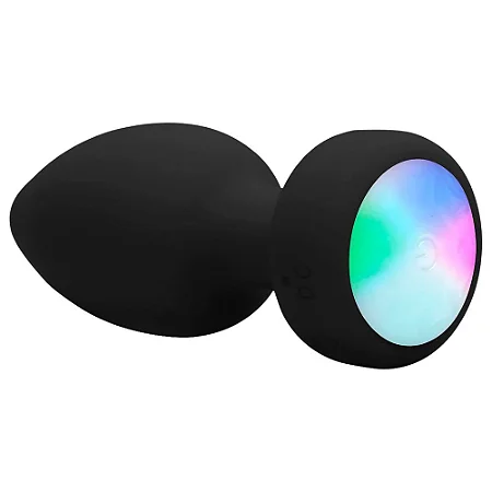 Super Light - Plug anal recarregável com luz led e controle remoto sem fio 10 vibrações - cor preta