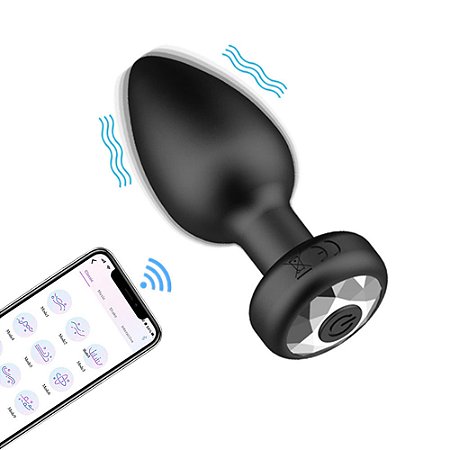 Super Vibe App Butt Plug - Plug anal recarregável com vibração com controle via aplicativo - cor preta