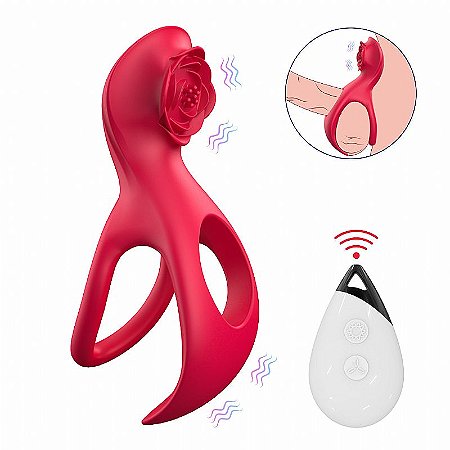 Nolan - Anel peniano recarregável vibratório com alça para escroto com controle remoto