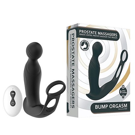 SECWELL PROSTATE MASSAGERS BUMP ORGASM ROTATION - Anel Peniano duplo com plug anal rotativo recarregável e controle remoto sem fio