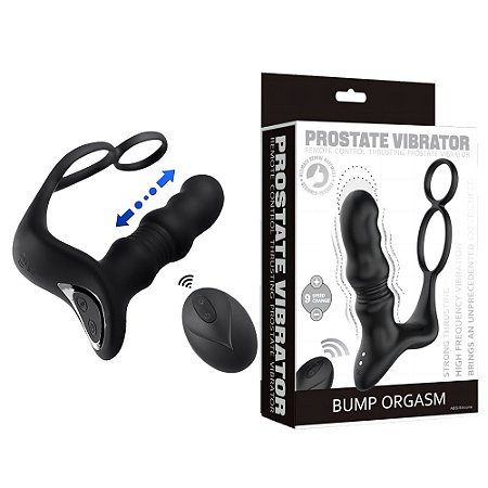 SECWELL PROSTATE MASSAGERS BUMP ORGASM Thrusting power - Anel Peniano duplo com plug anal vai e vem recarregável e controle remoto sem fio