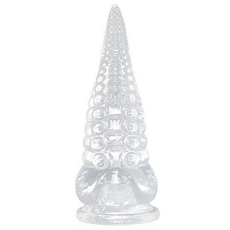 Plug anal transparente formato de tentáculo em silicone com ventosa - 13x3,0cm