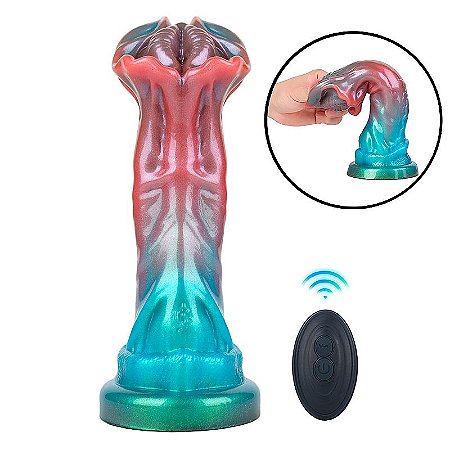 Xenox Alien Butt Plug Glow In The Dark - Plug anal alien recarregável com vibração, fluorescente e Controle Remoto - 22,3 x 7,58
